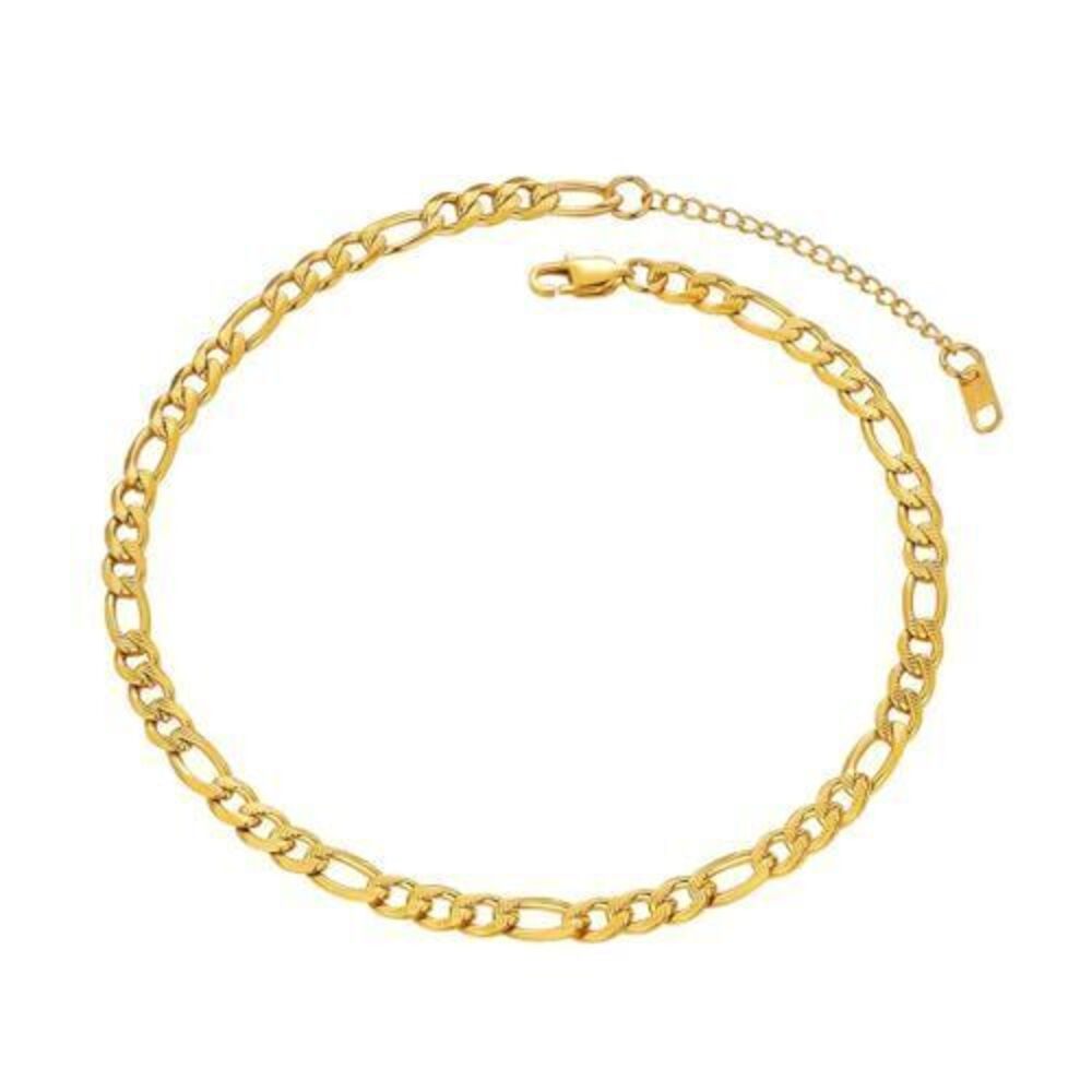 6581 Figaro Link Chain 18K Gold Plated Necklaces Jewelry Dainty Layered